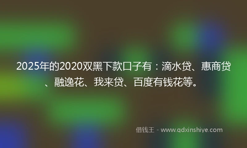 2025年的2020双黑下款口子有：滴水贷、惠商贷、融逸花、我来贷、百度有钱花等。