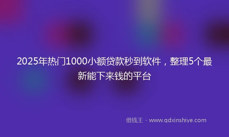 2025年热门1000小额贷款秒到软件，整理5个最新能下来钱的平台