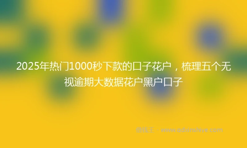2025年热门1000秒下款的口子花户，梳理五个无视逾期大数据花户黑户口子