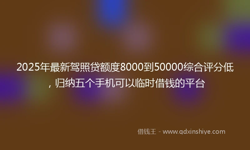 2025年最新驾照贷额度8000到50000综合评分低，归纳五个手机可以临时借钱的平台