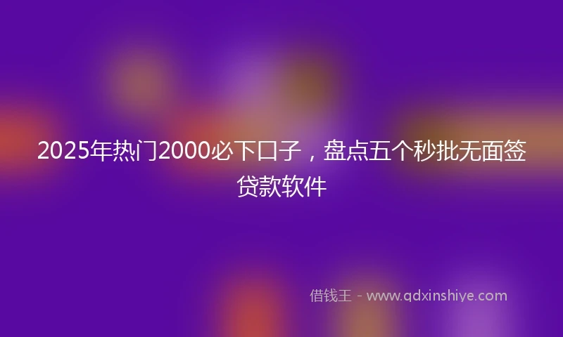 2025年热门2000必下口子，盘点五个秒批无面签贷款软件
