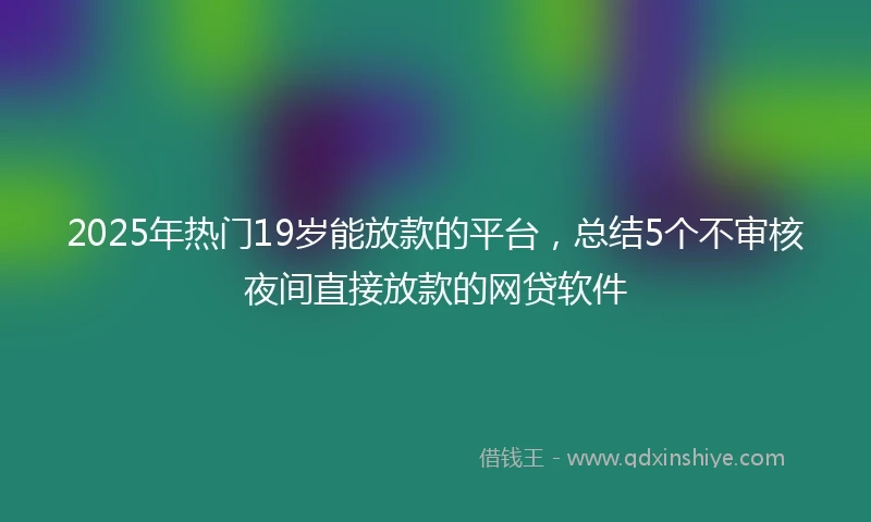 2025年热门19岁能放款的平台，总结5个不审核夜间直接放款的网贷软件
