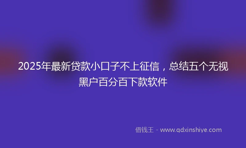 2025年最新贷款小口子不上征信，总结五个无视黑户百分百下款软件