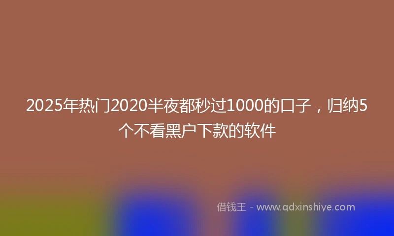 2025年热门2020半夜都秒过1000的口子，归纳5个不看黑户下款的软件