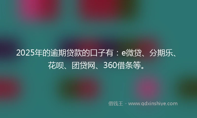 2025年的逾期贷款的口子有：e微贷、分期乐、花呗、团贷网、360借条等。
