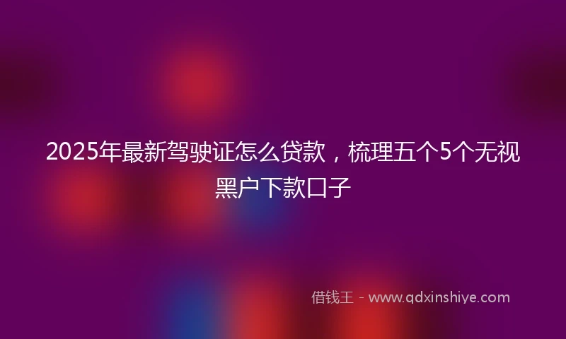 2025年最新驾驶证怎么贷款，梳理五个5个无视黑户下款口子