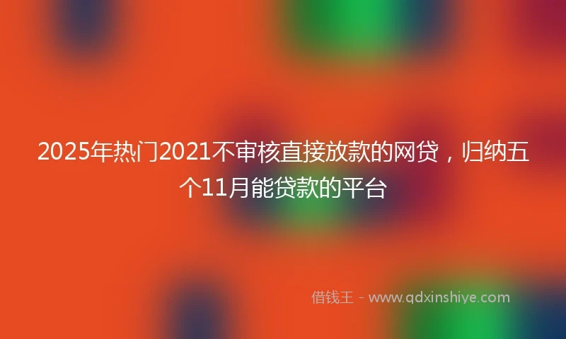 2025年热门2021不审核直接放款的网贷，归纳五个11月能贷款的平台