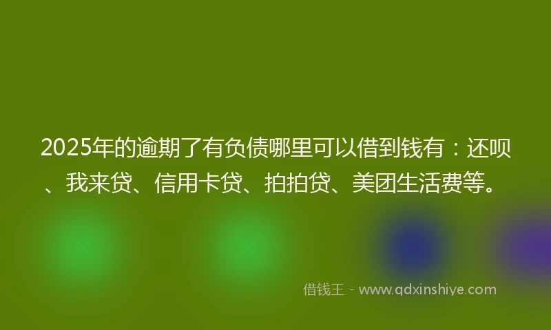 2025年的逾期了有负债哪里可以借到钱有：还呗、我来贷、信用卡贷、拍拍贷、美团生活费等。