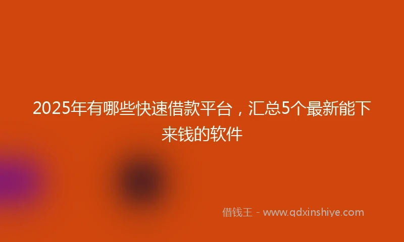 2025年有哪些快速借款平台，汇总5个最新能下来钱的软件