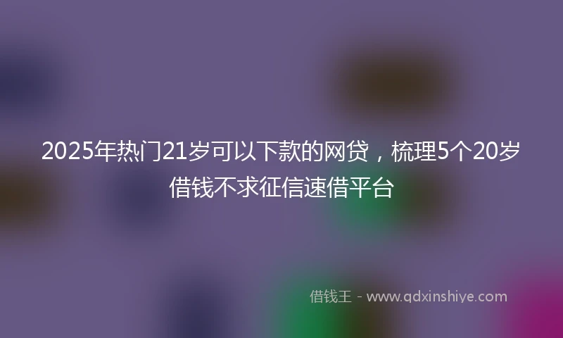 2025年热门21岁可以下款的网贷，梳理5个20岁借钱不求征信速借平台
