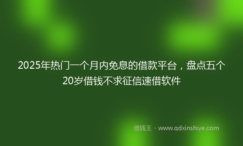 2025年热门一个月内免息的借款平台，盘点五个20岁借钱不求征信速借软件
