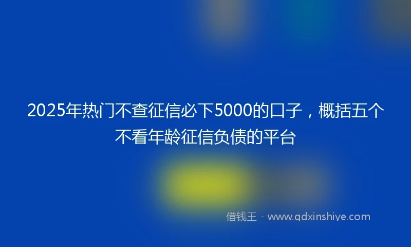 2025年热门不查征信必下5000的口子，概括五个不看年龄征信负债的平台