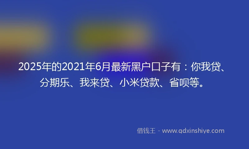 2025年的2021年6月最新黑户口子有：你我贷、分期乐、我来贷、小米贷款、省呗等。