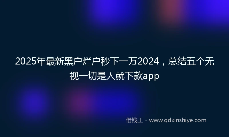 2025年最新黑户烂户秒下一万2024，总结五个无视一切是人就下款app