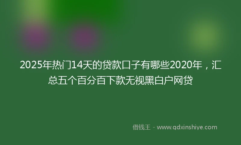 2025年热门14天的贷款口子有哪些2020年，汇总五个百分百下款无视黑白户网贷
