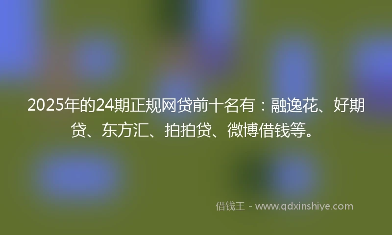 2025年的24期正规网贷前十名有：融逸花、好期贷、东方汇、拍拍贷、微博借钱等。