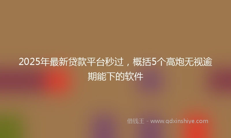 2025年最新贷款平台秒过，概括5个高炮无视逾期能下的软件