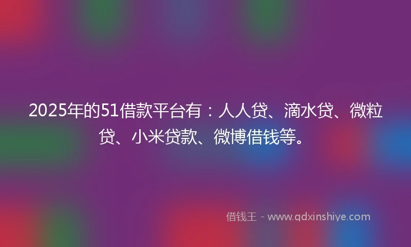 2025年的51借款平台有：人人贷、滴水贷、微粒贷、小米贷款、微博借钱等。