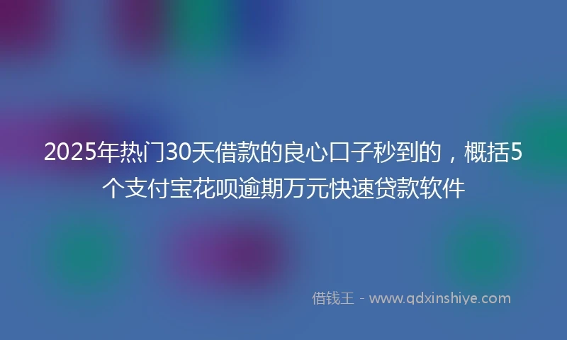 2025年热门30天借款的良心口子秒到的，概括5个支付宝花呗逾期万元快速贷款软件