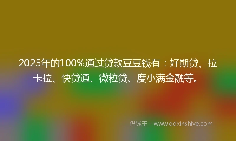 2025年的100%通过贷款豆豆钱有：好期贷、拉卡拉、快贷通、微粒贷、度小满金融等。
