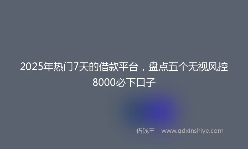 2025年热门7天的借款平台，盘点五个无视风控8000必下口子