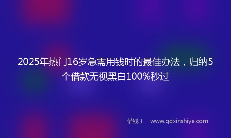2025年热门16岁急需用钱时的最佳办法，归纳5个借款无视黑白100%秒过