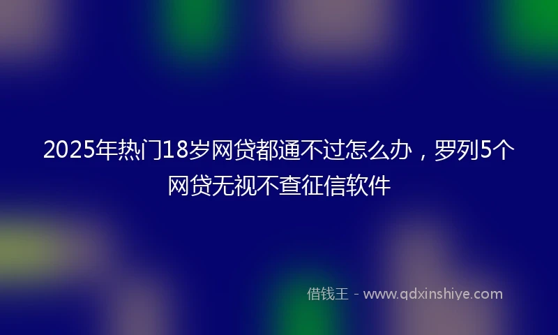 2025年热门18岁网贷都通不过怎么办，罗列5个网贷无视不查征信软件