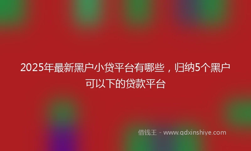 2025年最新黑户小贷平台有哪些，归纳5个黑户可以下的贷款平台