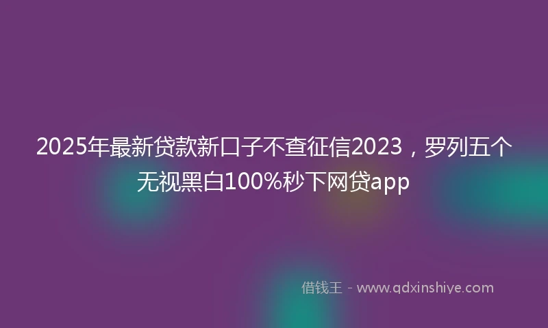 2025年最新贷款新口子不查征信2023，罗列五个无视黑白100%秒下网贷app
