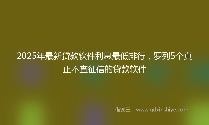 2025年最新贷款软件利息最低排行，罗列5个真正不查征信的贷款软件