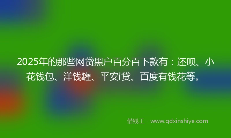 2025年的那些网贷黑户百分百下款有：还呗、小花钱包、洋钱罐、平安i贷、百度有钱花等。