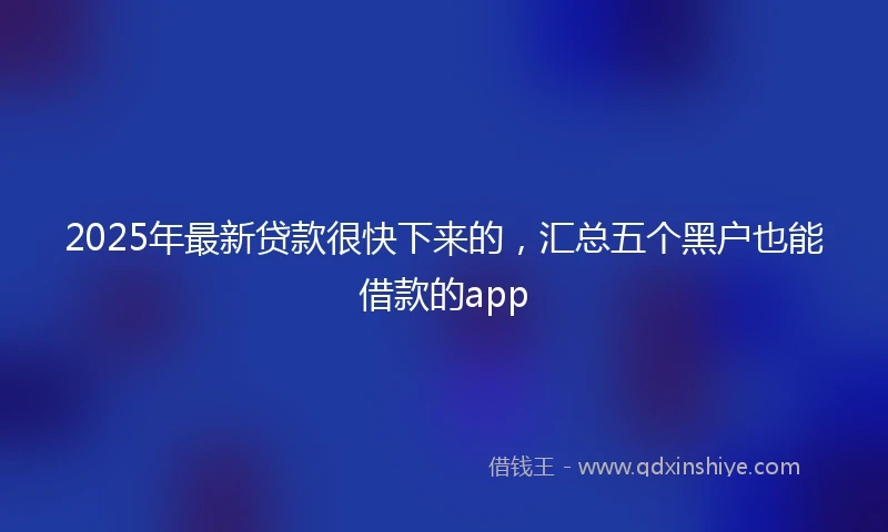 2025年最新贷款很快下来的，汇总五个黑户也能借款的app