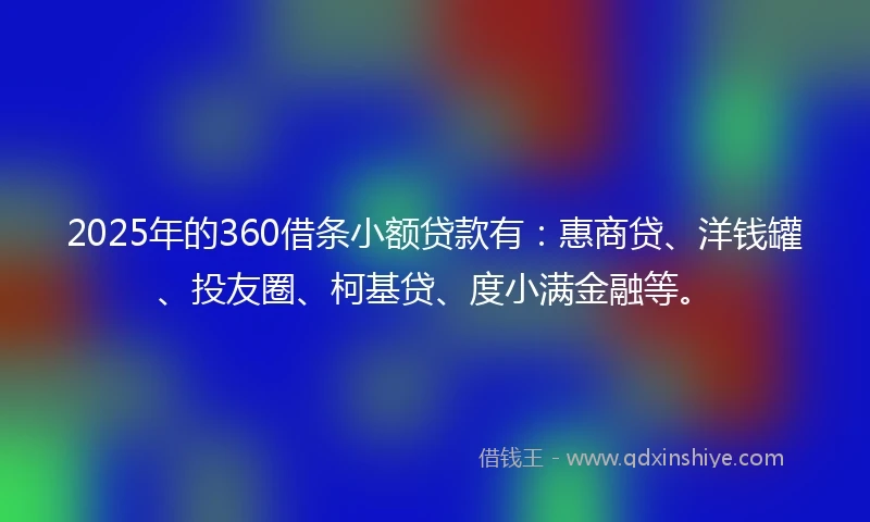 2025年的360借条小额贷款有：惠商贷、洋钱罐、投友圈、柯基贷、度小满金融等。