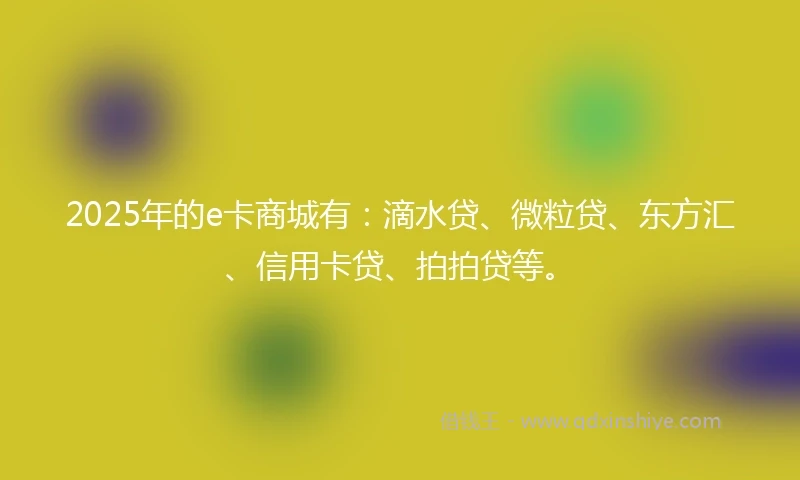 2025年的e卡商城有：滴水贷、微粒贷、东方汇、信用卡贷、拍拍贷等。