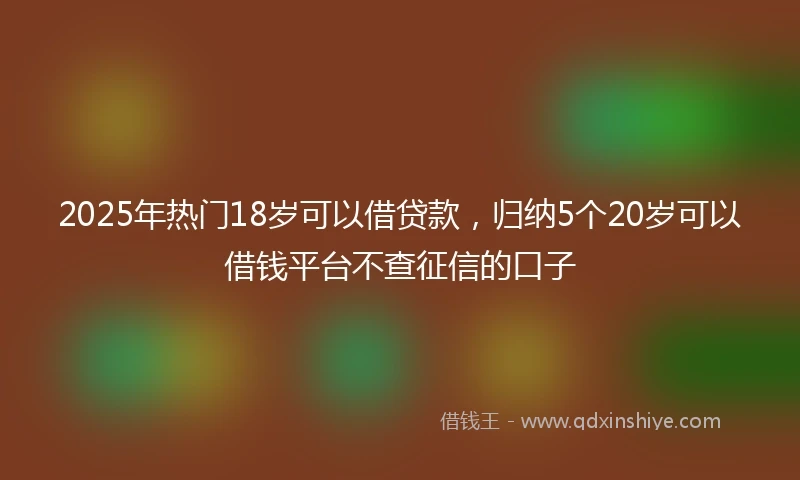 2025年热门18岁可以借贷款，归纳5个20岁可以借钱平台不查征信的口子