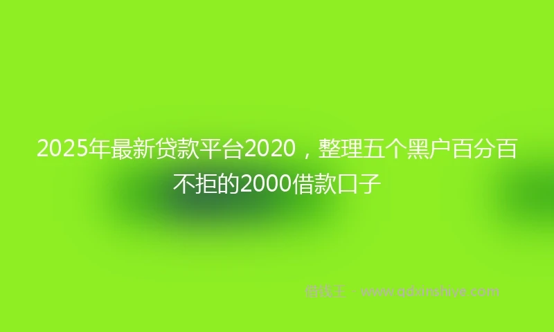 2025年最新贷款平台2020，整理五个黑户百分百不拒的2000借款口子