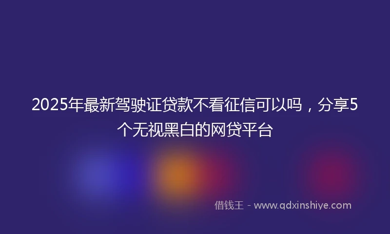2025年最新驾驶证贷款不看征信可以吗，分享5个无视黑白的网贷平台