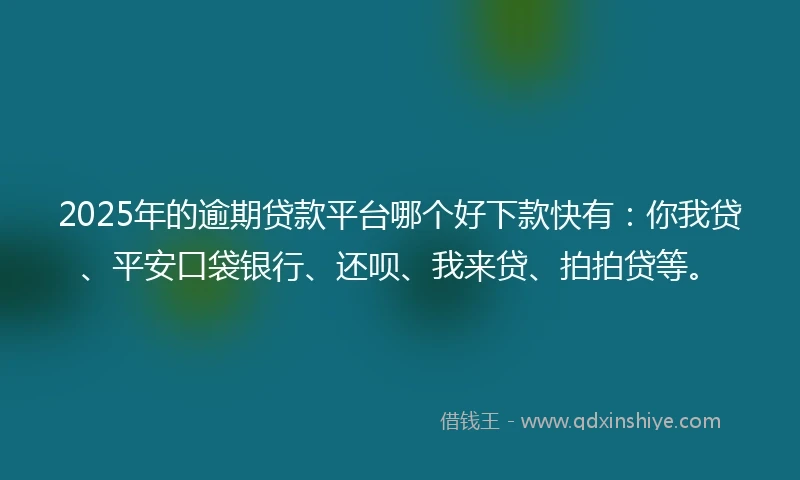 2025年的逾期贷款平台哪个好下款快有：你我贷、平安口袋银行、还呗、我来贷、拍拍贷等。