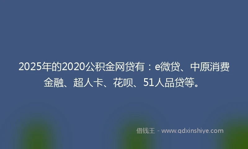 2025年的2020公积金网贷有：e微贷、中原消费金融、超人卡、花呗、51人品贷等。