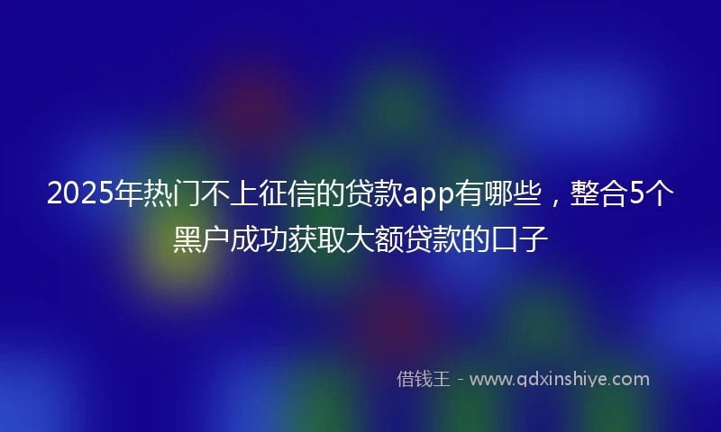 2025年热门不上征信的贷款app有哪些，整合5个黑户成功获取大额贷款的口子