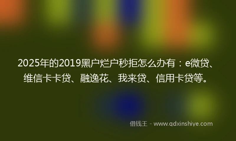 2025年的2019黑户烂户秒拒怎么办有：e微贷、维信卡卡贷、融逸花、我来贷、信用卡贷等。