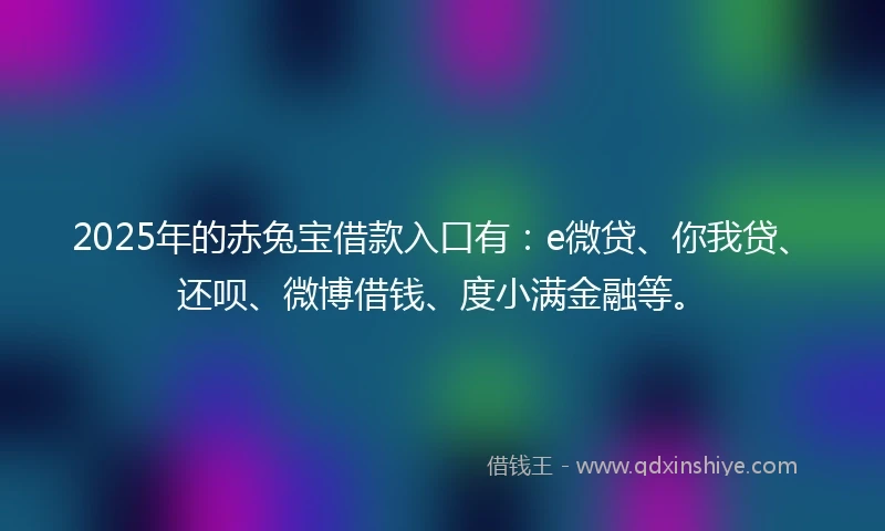 2025年的赤兔宝借款入口有：e微贷、你我贷、还呗、微博借钱、度小满金融等。