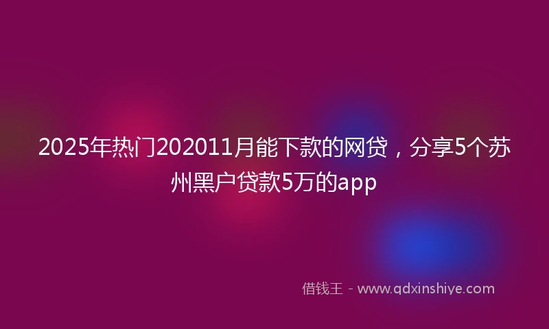 2025年热门202011月能下款的网贷，分享5个苏州黑户贷款5万的app