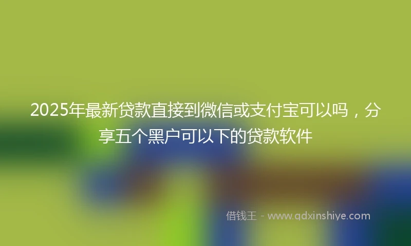 2025年最新贷款直接到微信或支付宝可以吗，分享五个黑户可以下的贷款软件