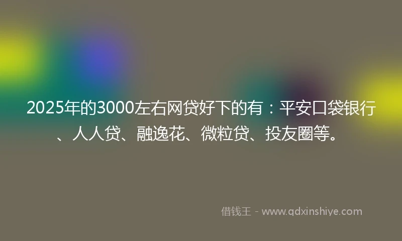 2025年的3000左右网贷好下的有：平安口袋银行、人人贷、融逸花、微粒贷、投友圈等。