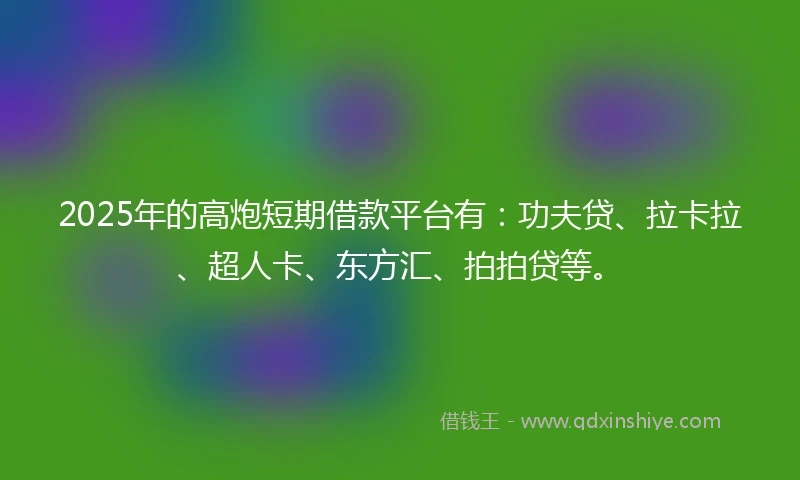 2025年的高炮短期借款平台有：功夫贷、拉卡拉、超人卡、东方汇、拍拍贷等。