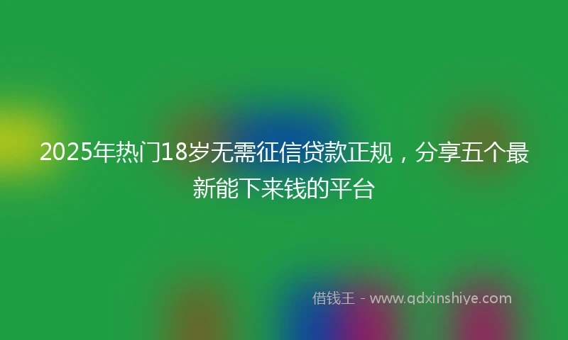 2025年热门18岁无需征信贷款正规，分享五个最新能下来钱的平台