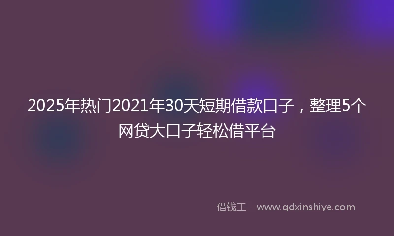 2025年热门2021年30天短期借款口子，整理5个网贷大口子轻松借平台