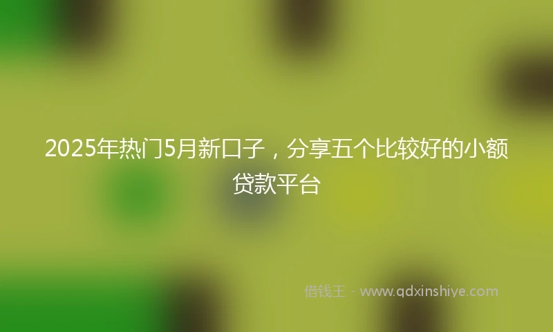 2025年热门5月新口子，分享五个比较好的小额贷款平台