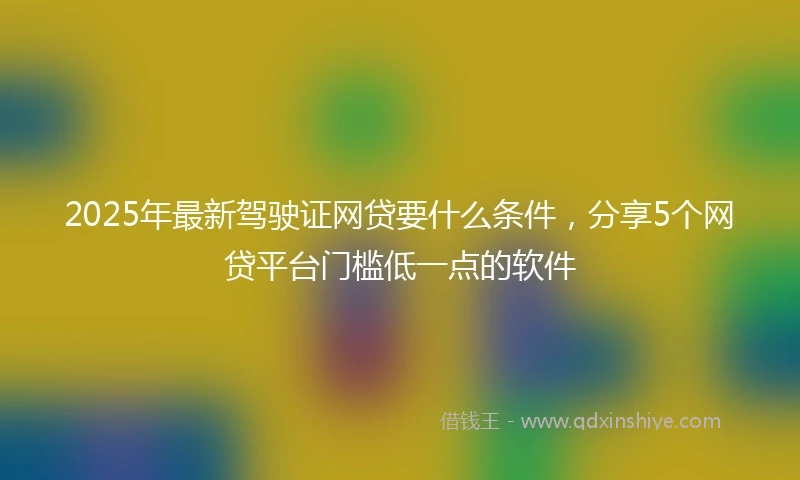 2025年最新驾驶证网贷要什么条件，分享5个网贷平台门槛低一点的软件